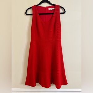 LOFT Red Fit & Flare Dress Size 4
